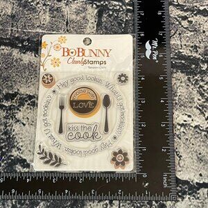 Bo Bunny WHAT YOU GOT COOKIN’ kiss The Cook Made W Love Clearly Cling Stamp Se